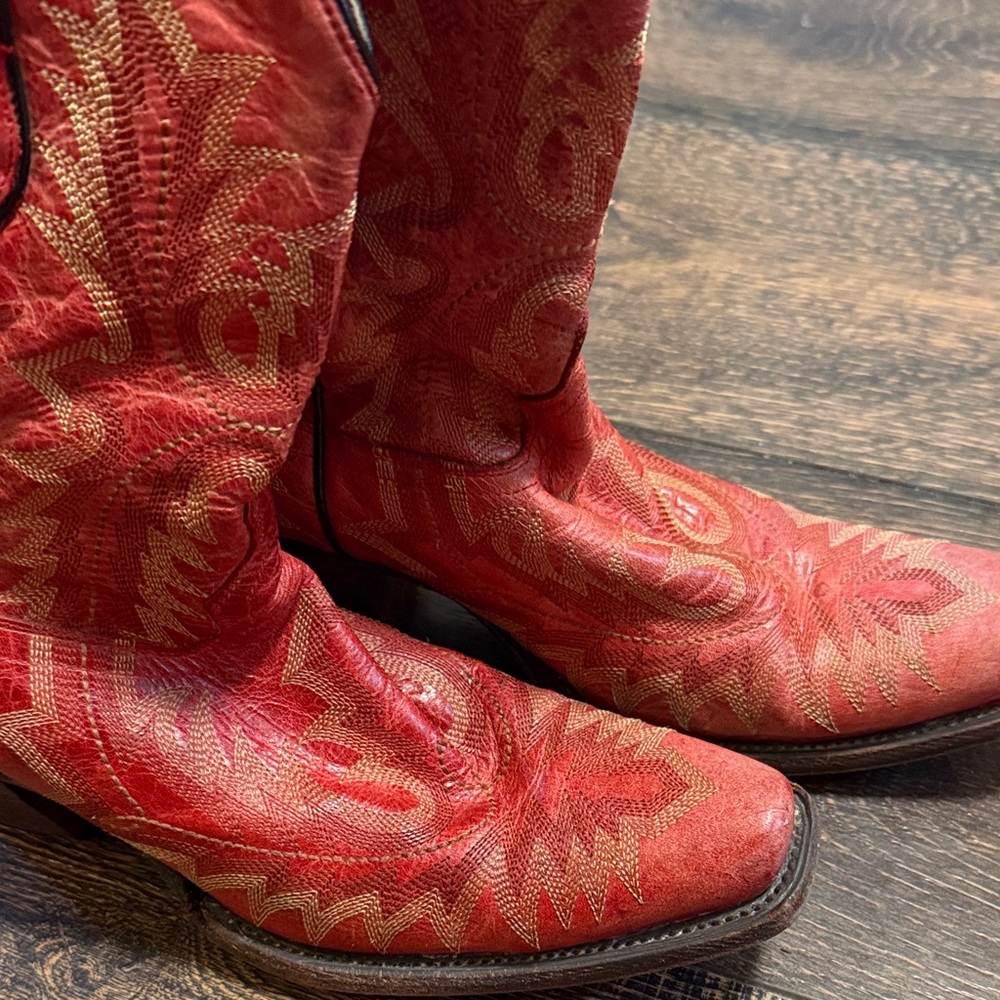 Red Western Heeled Boots
